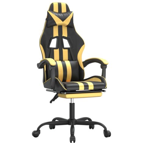 Sedia da Gaming con Poggiapiedi Nero e Oro in Similpelle vidaXL