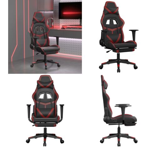 Sedia da Gaming con Poggiapiedi Nero e Rosso Vino in Similpelle - Seduta gaming - Similpelle