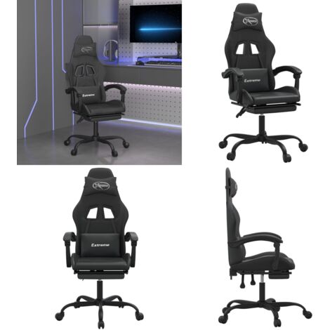Sedia da Gaming con Poggiapiedi Nero in Similpelle - Poggiapiedi - Similpelle