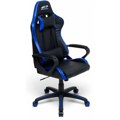Sedia da Gaming Ergonomica 63x63x126 cm in Similpelle Nero e Blu