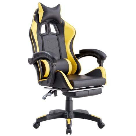 Sedia da Gaming Ergonomica in Similpelle Giallo/Nera