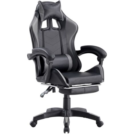 Sedia da Gaming Ergonomica in Similpelle Grigio/Nera