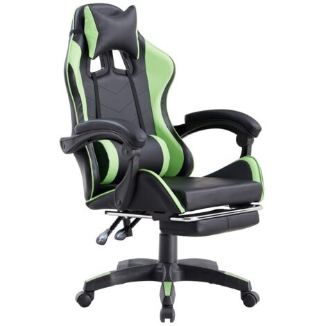Sedia da Gaming Ergonomica in Similpelle Verde/Nera