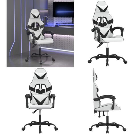 Sedia da Gaming Girevole Bianco e Nero in Similpelle - Sedia girevole - Sedia da gioco