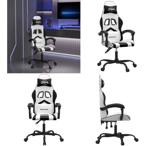 Sedia da Gaming Girevole Bianco e Nero in Similpelle - Sedia girevole - Sedia da gioco