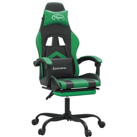 Sedia da Gaming Girevole con Poggiapiedi Nero Verde Similpelle vidaXL