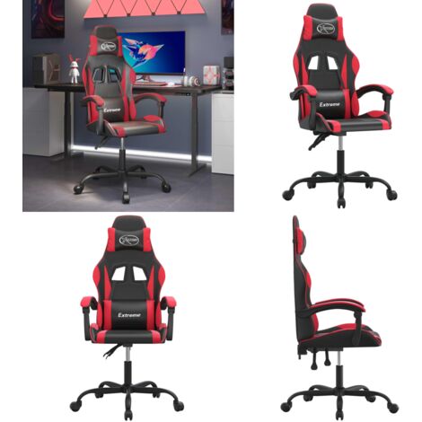 Sedia da Gaming Girevole Nera e Rossa in Similpelle - Sedia girevole - Sedia in similpelle