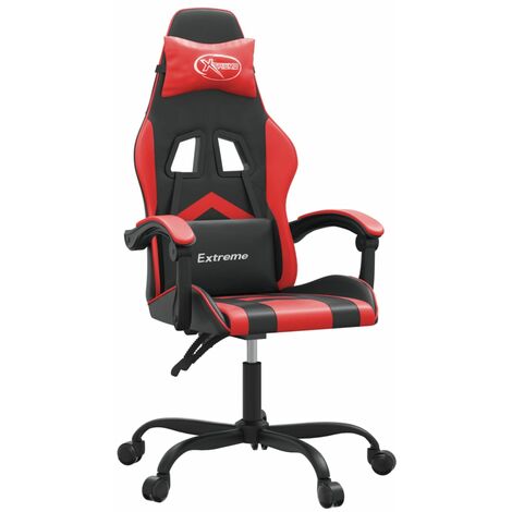 Sedia da Gaming Girevole Nera e Rossa in Similpelle vidaXL