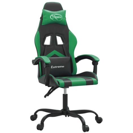 Sedia da Gaming Girevole Nera e Verde in Similpelle vidaXL