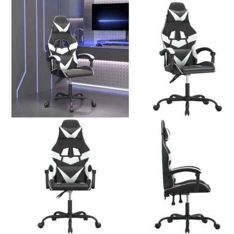 Sedia da Gaming Girevole Nero e Bianco in Similpelle - Sedia girevole - Sedia da gioco