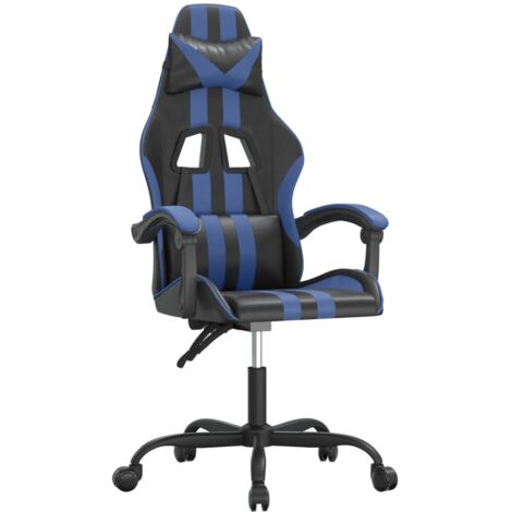Sedia da Gaming Girevole Nero e Blu in Similpelle vidaXL