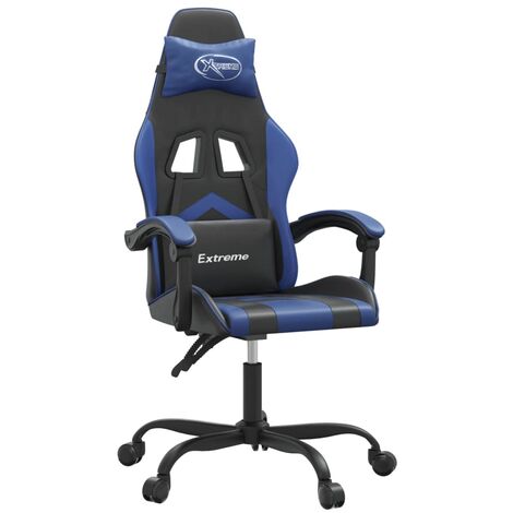 Sedia da Gaming Girevole Nero e Blu in Similpelle vidaXL