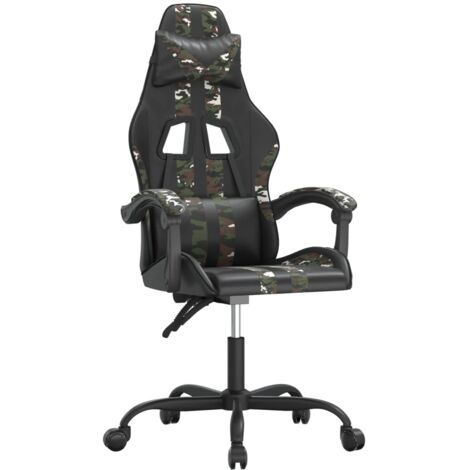 Sedia da Gaming Girevole Nero e Mimetico in Similpelle vidaXL