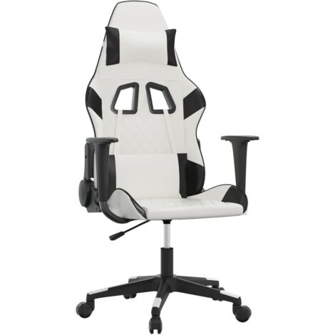 Sedia da Gaming Massaggiante Bianco e Nero in Similpelle vidaXL