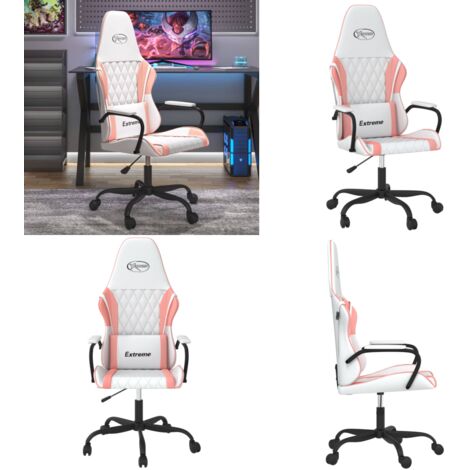Sedia da Gaming Massaggiante Bianco e Rosa in Similpelle - Massaggiante - Sedia da gioco