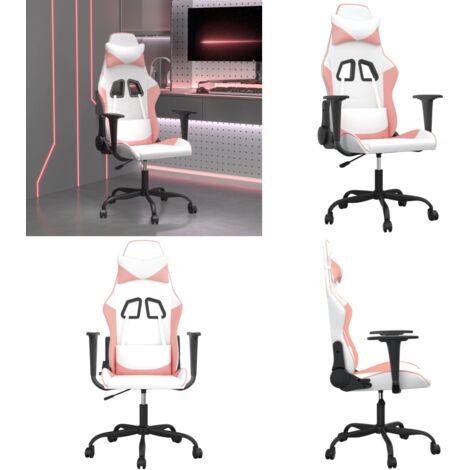 Sedia da Gaming Massaggiante Bianco e Rosa in Similpelle - Massaggiante - Similpelle