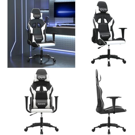 Sedia da Gaming Massaggiante Nera e Bianca in Similpelle - Massaggiante - Similpelle
