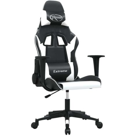 Sedia da Gaming Massaggiante Nera e Bianca in Similpelle vidaXL
