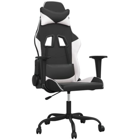 Sedia da Gaming Massaggiante Nera e Bianca in Similpelle vidaXL