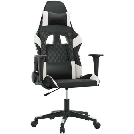 Sedia da Gaming Massaggiante Nera e Bianca in Similpelle vidaXL