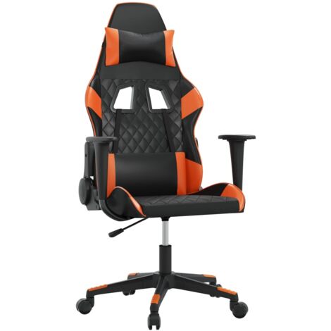 Sedia da Gaming Massaggiante Nero e Arancione in Similpelle vidaXL
