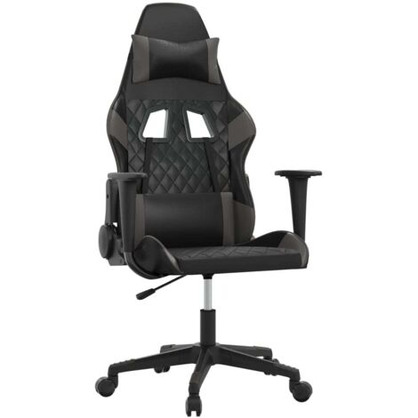 Sedia da Gaming Massaggiante Nero e Grigio in Similpelle vidaXL