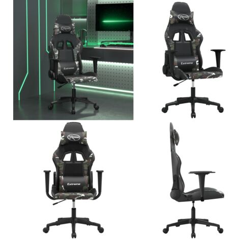 Sedia da Gaming Massaggiante Nero e Mimetico in Similpelle - Massaggiante - Similpelle