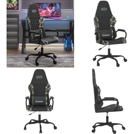 Sedia da Gaming Massaggiante Nero e Mimetico in Similpelle - Massaggiante - Similpelle