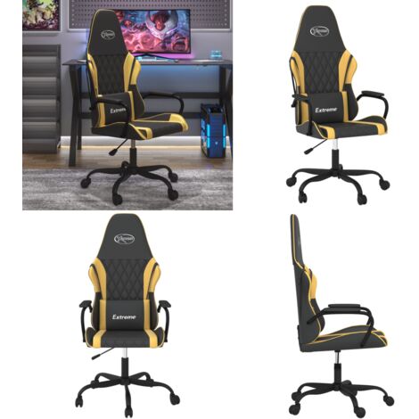 Sedia da Gaming Massaggiante Nero e Oro in Similpelle - Massaggiante - Similpelle