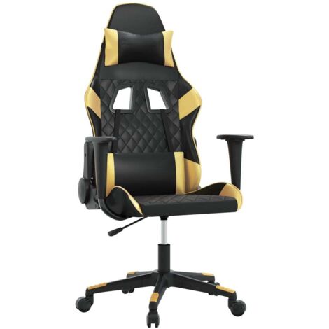 Sedia da Gaming Massaggiante Nero e Oro in Similpelle vidaXL