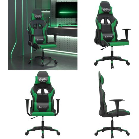 Sedia da Gaming Massaggiante Nero e Verde in Similpelle - Massaggiante - Sedia da gioco