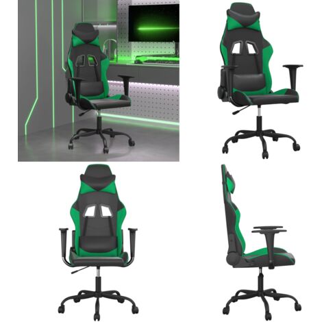 Sedia da Gaming Massaggiante Nero e Verde in Similpelle - Massaggiante - Sedia da gioco