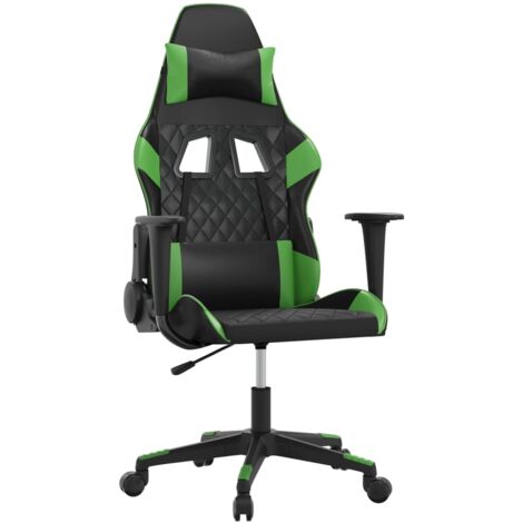 Sedia da Gaming Massaggiante Nero e Verde in Similpelle vidaXL