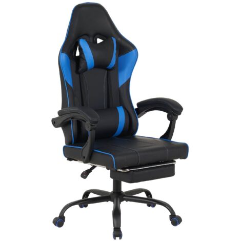 Sedia da Gaming Massaggiante,Sedia Gamer Con Poggiapiedi Telescopico,Reclinabile 90-135°,Poltrona da Gaming con Poggiatesta  Cuscino Lombare,Sedie Da Ufficio,Portata 150kg Blu