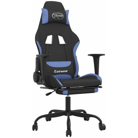 Sedia da Gaming Ergonomica 72x57x134 cm in Tessuto Nera e Blu