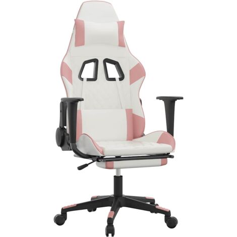 Sedia da Gaming Massaggio Poggiapiedi Bianco e Rosa Similpelle vidaXL