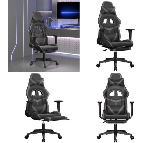 Sedia da Gaming Massaggio Poggiapiedi Nero e Grigio Similpelle - Massaggio - Poggiapiedi