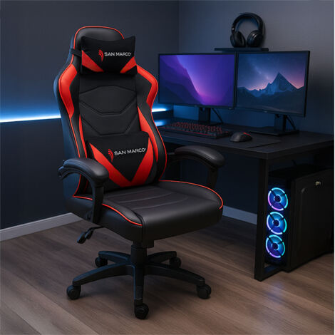 Sedia da gaming nera e rossa San Marco
