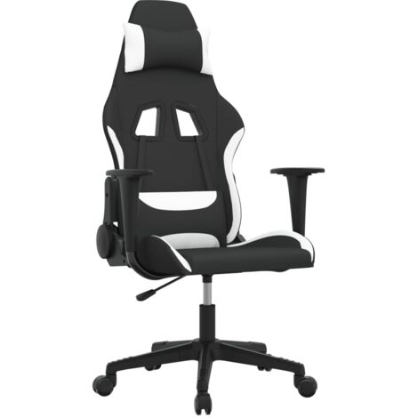 Sedia da Gaming Nero e Bianco in Tessuto vidaXL