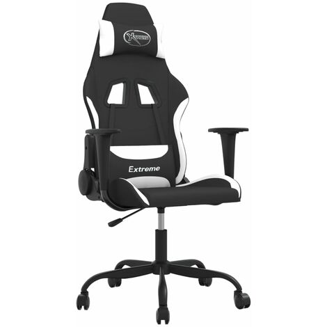 Sedia da Gaming Nero e Bianco in Tessuto vidaXL