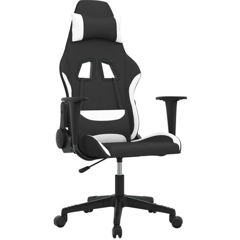 Sedia da Gaming Nero e Bianco in Tessuto vidaXL