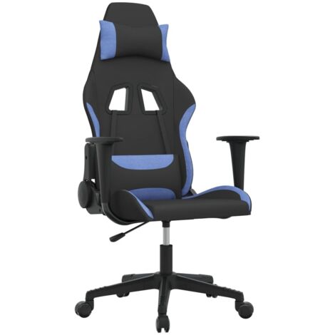 Sedia da Gaming Nero e Blu in Tessuto vidaXL