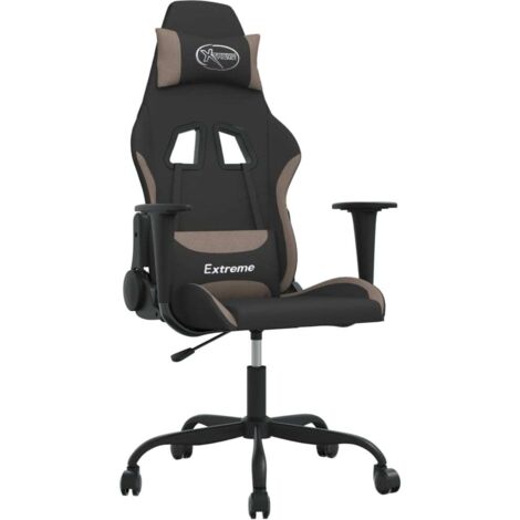 Sedia da Gaming Nero e Tortora in Tessuto vidaXL