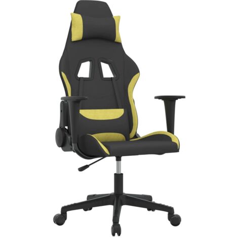 Sedia da Gaming Nero e Verde Chiaro in Tessuto vidaXL