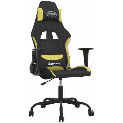 Sedia da Gaming Nero e Verde Chiaro in Tessuto vidaXL