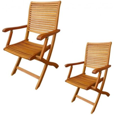 Sedia da giardino 55x64x94 cm  con struttura in legno di acacia e braccioli - Tivoli