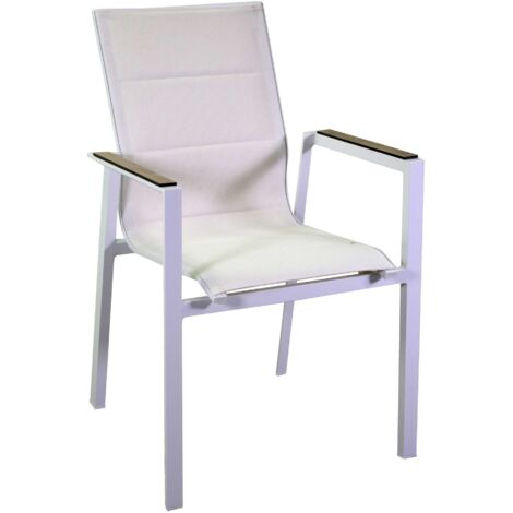 Sedia da Giardino 56x66xh90 cm in Alluminio e Texilene Riverside Bianco