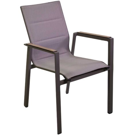 Sedia da Giardino 56x66xh90 cm in Alluminio e Texilene Riverside Tortora