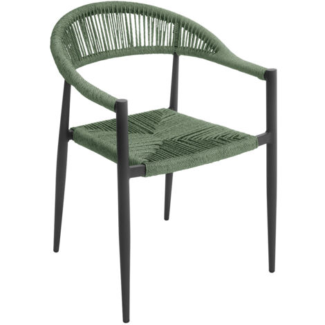 Sedia da Giardino 56x78x59 cm Milano con Corda Sintetica e Allumino Antracite e Verde