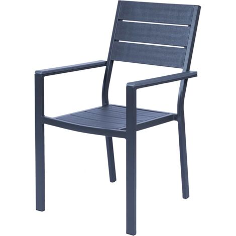 Sedia da Giardino 58,5x55,5x88,5 cm Sven in Acciaio e HDPE Effetto Legno Antracite